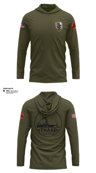Long Sleeve Performance Shirt with hood, 13th MDB, Army, Teamtime, Team time, sublimation, custom sports apparel, team uniforms, spirit wear, spiritwear, sports uniforms, custom shirts, team store, custom team store, fundraiser sports, apparel fundraiser
