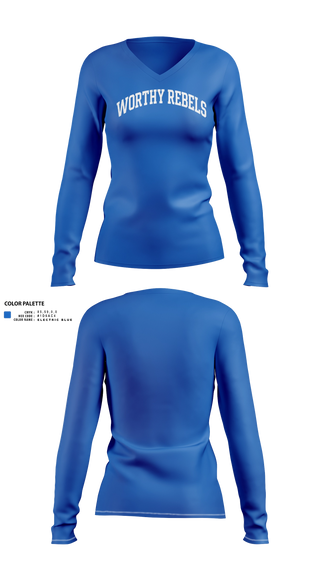 Womens Long Sleeve Vneck Shirt, Worthy Rebels, Softball, Teamtime, Team time, sublimation, custom sports apparel, team uniforms, spirit wear, spiritwear, sports uniforms, custom shirts, team store, custom team store, fundraiser sports, apparel fundraiser