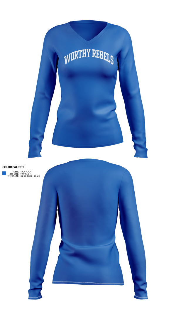 Womens Long Sleeve Vneck Shirt, Worthy Rebels, Softball, Teamtime, Team time, sublimation, custom sports apparel, team uniforms, spirit wear, spiritwear, sports uniforms, custom shirts, team store, custom team store, fundraiser sports, apparel fundraiser