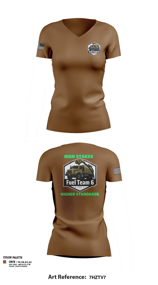 Womens Short Sleeve Vneck Shirt, Fuel Team 6, Army, Teamtime, Team time, sublimation, custom sports apparel, team uniforms, spirit wear, spiritwear, sports uniforms, custom shirts, team store, custom team store, fundraiser sports, apparel fundraiser