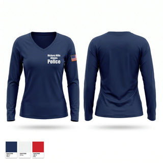 Womens Long Sleeve Vneck Shirt, Hickory Hills Illinois Police, Police, Teamtime, Team time, sublimation, custom sports apparel, team uniforms, spirit wear, spiritwear, sports uniforms, custom shirts, team store, custom team store, fundraiser sports, apparel fundraiser