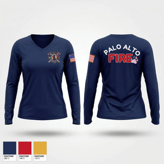 Womens Long Sleeve Vneck Shirt, K9 Ashley, Fire Department, Teamtime, Team time, sublimation, custom sports apparel, team uniforms, spirit wear, spiritwear, sports uniforms, custom shirts, team store, custom team store, fundraiser sports, apparel fundraiser