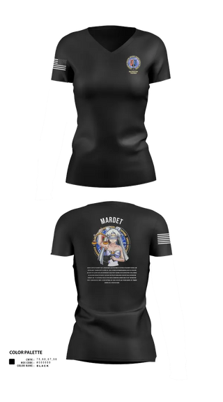 Womens Short Sleeve Vneck Shirt, Karl & Hedwig Ackermann Memorial Institute for Joint Military Intelligence and Law Enforcement Education & Training at MARDET Fort Leonard Wood, , Teamtime, Team time, sublimation, custom sports apparel, team uniforms, spirit wear, spiritwear, sports uniforms, custom shirts, team store, custom team store, fundraiser sports, apparel fundraiser