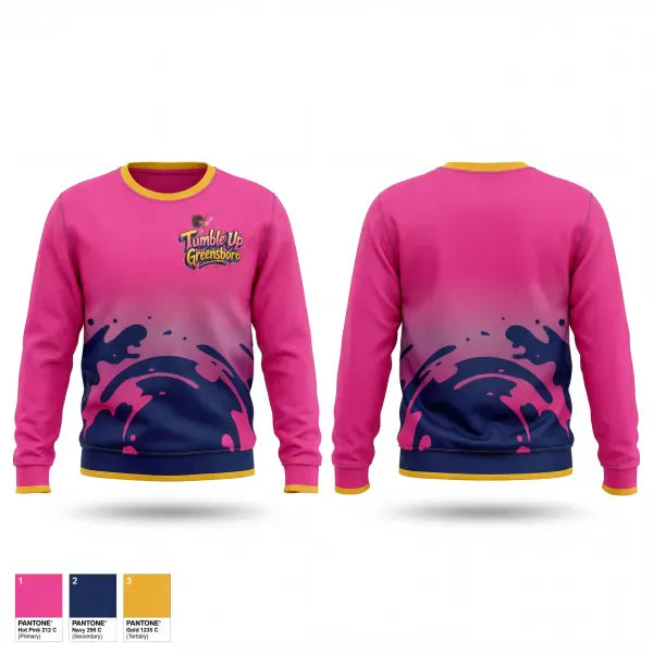 Crew Neck Sweatshirt, Tumble Up Greensboro, Cheer, Teamtime, Team time, sublimation, custom sports apparel, team uniforms, spirit wear, spiritwear, sports uniforms, custom shirts, team store, custom team store, fundraiser sports, apparel fundraiser