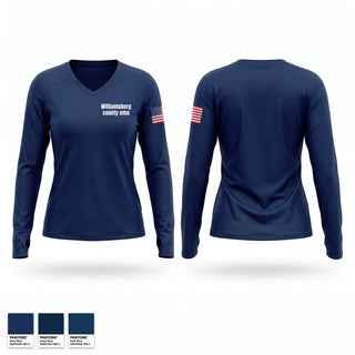 Womens Long Sleeve Vneck Shirt, Williamsburg county ems, EMS/EMT, Teamtime, Team time, sublimation, custom sports apparel, team uniforms, spirit wear, spiritwear, sports uniforms, custom shirts, team store, custom team store, fundraiser sports, apparel fundraiser