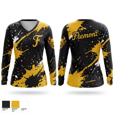 Fremont Yellow Devils 95321298 Women's Long Sleeve V-neck Shirt - 1