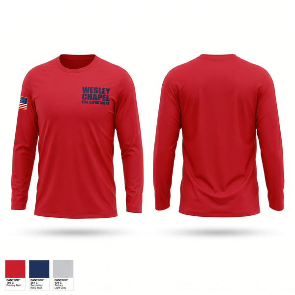 Long Sleeve Performance Shirt, Wesley chapel fire department, Fire Department, Teamtime, Team time, sublimation, custom sports apparel, team uniforms, spirit wear, spiritwear, sports uniforms, custom shirts, team store, custom team store, fundraiser sports, apparel fundraiser