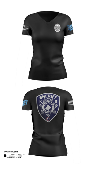 Womens Short Sleeve Vneck Shirt, Jefferson County Sheriff's Office K-9 Unit, Police, Teamtime, Team time, sublimation, custom sports apparel, team uniforms, spirit wear, spiritwear, sports uniforms, custom shirts, team store, custom team store, fundraiser sports, apparel fundraiser