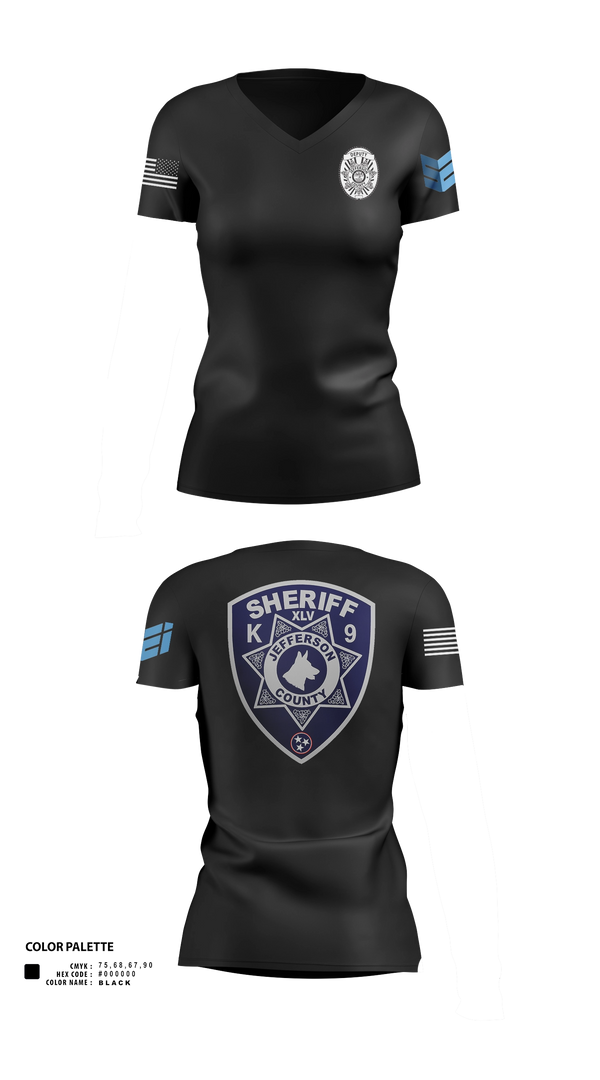 Jefferson County Sheriff's Office K-9 Unit Women's Short Sleeve V-neck Shirt - 21