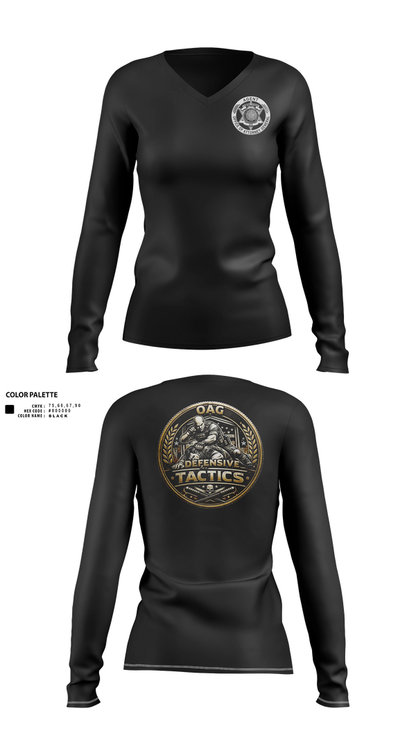 Womens Long Sleeve Vneck Shirt, OAG-DT, Police, Teamtime, Team time, sublimation, custom sports apparel, team uniforms, spirit wear, spiritwear, sports uniforms, custom shirts, team store, custom team store, fundraiser sports, apparel fundraiser