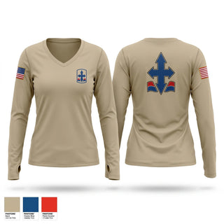 Womens Long Sleeve Vneck Shirt, 1/487th FA BN, Army, Teamtime, Team time, sublimation, custom sports apparel, team uniforms, spirit wear, spiritwear, sports uniforms, custom shirts, team store, custom team store, fundraiser sports, apparel fundraiser