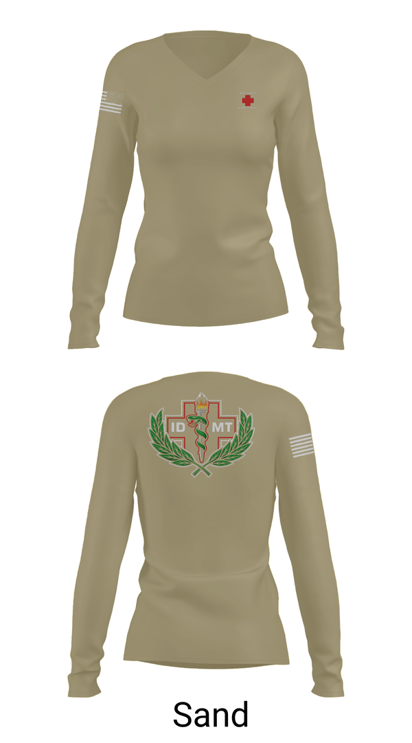 Womens Long Sleeve Vneck Shirt, IDMTs, Air Force, Teamtime, Team time, sublimation, custom sports apparel, team uniforms, spirit wear, spiritwear, sports uniforms, custom shirts, team store, custom team store, fundraiser sports, apparel fundraiser