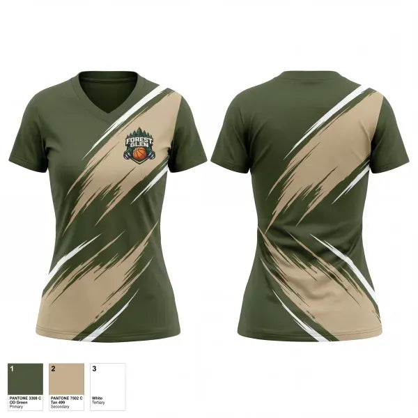 Womens Short Sleeve Vneck Shirt, Forest Glen, Men's Basketball, Teamtime, Team time, sublimation, custom sports apparel, team uniforms, spirit wear, spiritwear, sports uniforms, custom shirts, team store, custom team store, fundraiser sports, apparel fundraiser
