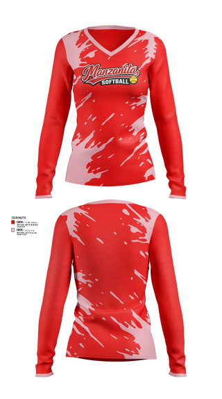 Womens Long Sleeve Vneck Shirt, Manzanita Softball, Softball, Teamtime, Team time, sublimation, custom sports apparel, team uniforms, spirit wear, spiritwear, sports uniforms, custom shirts, team store, custom team store, fundraiser sports, apparel fundraiser