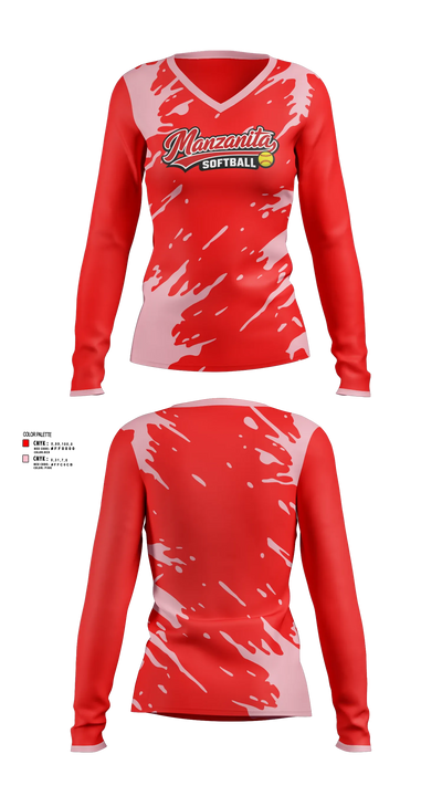 Manzanita Softball 24227643 Women's Long Sleeve V-neck Shirt - 9