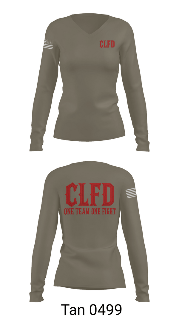 Womens Long Sleeve Vneck Shirt, CLFD, Fire Department, Teamtime, Team time, sublimation, custom sports apparel, team uniforms, spirit wear, spiritwear, sports uniforms, custom shirts, team store, custom team store, fundraiser sports, apparel fundraiser