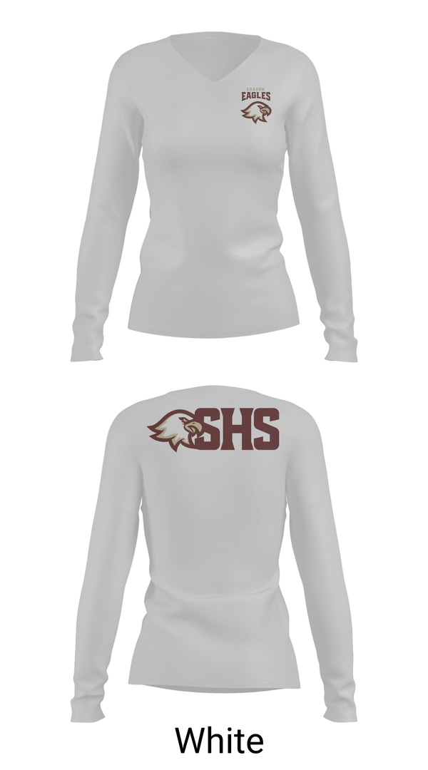 Womens Long Sleeve Vneck Shirt, Sharon Eagles Swimming, Swimming, Teamtime, Team time, sublimation, custom sports apparel, team uniforms, spirit wear, spiritwear, sports uniforms, custom shirts, team store, custom team store, fundraiser sports, apparel fundraiser