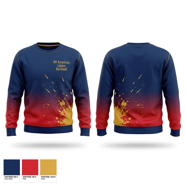Crew Neck Sweatshirt, NY American Legion Baseball, Baseball, Teamtime, Team time, sublimation, custom sports apparel, team uniforms, spirit wear, spiritwear, sports uniforms, custom shirts, team store, custom team store, fundraiser sports, apparel fundraiser