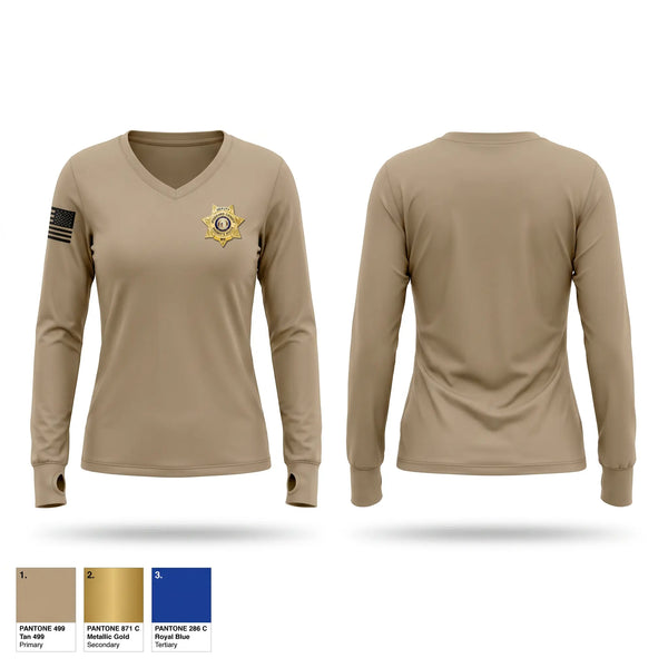 Womens Long Sleeve Vneck Shirt, Stoddard County Sheriffs Office, Police, Teamtime, Team time, sublimation, custom sports apparel, team uniforms, spirit wear, spiritwear, sports uniforms, custom shirts, team store, custom team store, fundraiser sports, apparel fundraiser