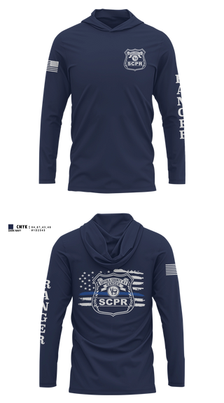 Long Sleeve hooded sunshirt, Suffolk County Park Rangers, Police, Teamtime, Team time, sublimation, custom sports apparel, team uniforms, spirit wear, spiritwear, sports uniforms, custom shirts, team store, custom team store, fundraiser sports, apparel fundraiser