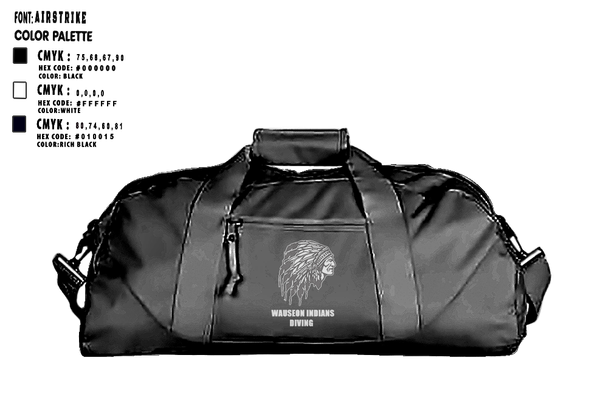 Duffle Bag, Wauseon Indians Diving, Swimming, Teamtime, Team time, sublimation, custom sports apparel, team uniforms, spirit wear, spiritwear, sports uniforms, custom shirts, team store, custom team store, fundraiser sports, apparel fundraiser