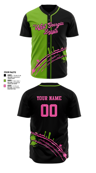 Full Button Baseball Jersey, West Georgia BEASTS, Baseball, Teamtime, Team time, sublimation, custom sports apparel, team uniforms, spirit wear, spiritwear, sports uniforms, custom shirts, team store, custom team store, fundraiser sports, apparel fundraiser