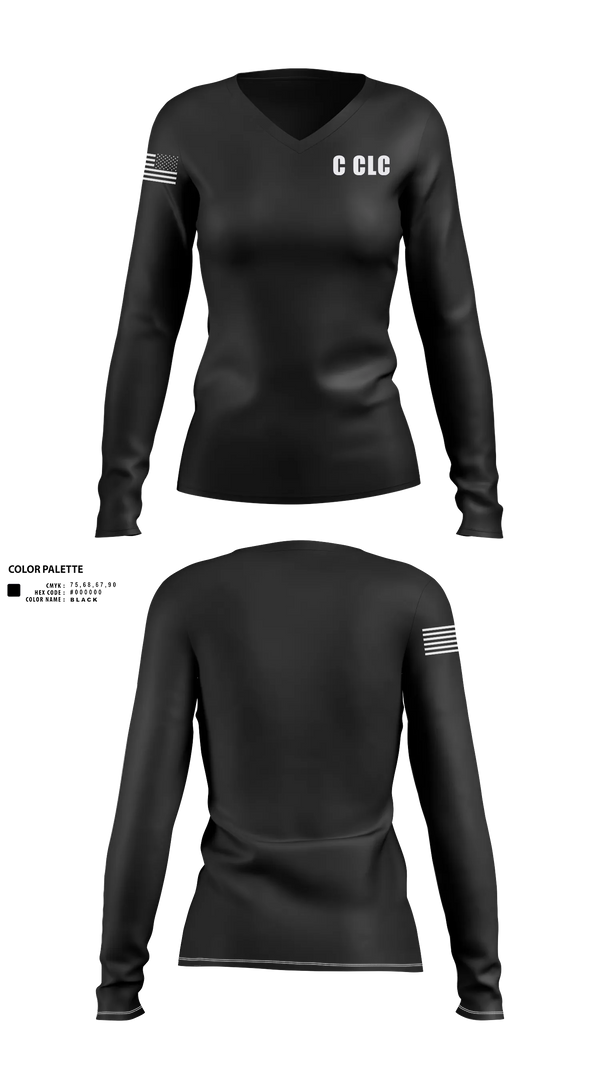 Womens Long Sleeve Vneck Shirt, C CLC, National Guard, Teamtime, Team time, sublimation, custom sports apparel, team uniforms, spirit wear, spiritwear, sports uniforms, custom shirts, team store, custom team store, fundraiser sports, apparel fundraiser