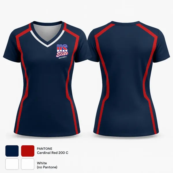 Womens Short Sleeve Vneck Shirt, U S Elite, Baseball, Teamtime, Team time, sublimation, custom sports apparel, team uniforms, spirit wear, spiritwear, sports uniforms, custom shirts, team store, custom team store, fundraiser sports, apparel fundraiser