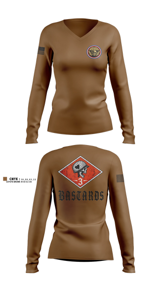Womens Long Sleeve Vneck Shirt, Bastards, Army, Teamtime, Team time, sublimation, custom sports apparel, team uniforms, spirit wear, spiritwear, sports uniforms, custom shirts, team store, custom team store, fundraiser sports, apparel fundraiser