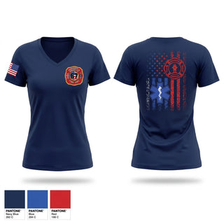 Womens Short Sleeve Vneck Shirt, Farmersville fire/ EMS, Fire Department, Teamtime, Team time, sublimation, custom sports apparel, team uniforms, spirit wear, spiritwear, sports uniforms, custom shirts, team store, custom team store, fundraiser sports, apparel fundraiser
