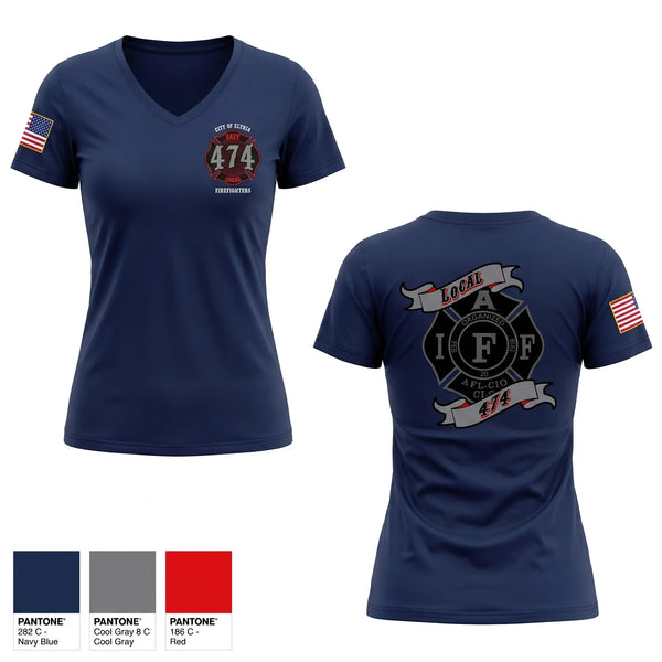 Womens Short Sleeve Vneck Shirt, Elyria Fire Department, Fire Department, Teamtime, Team time, sublimation, custom sports apparel, team uniforms, spirit wear, spiritwear, sports uniforms, custom shirts, team store, custom team store, fundraiser sports, apparel fundraiser