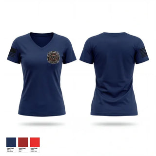 Womens Short Sleeve Vneck Shirt, East Tawakoni Fire Rescue, Fire Department, Teamtime, Team time, sublimation, custom sports apparel, team uniforms, spirit wear, spiritwear, sports uniforms, custom shirts, team store, custom team store, fundraiser sports, apparel fundraiser