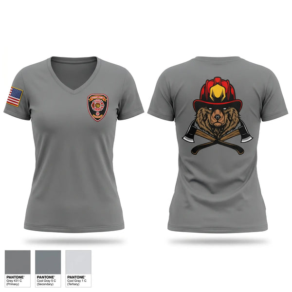 Womens Short Sleeve Vneck Shirt, Stewart County Fire Rescue, Fire Department, Teamtime, Team time, sublimation, custom sports apparel, team uniforms, spirit wear, spiritwear, sports uniforms, custom shirts, team store, custom team store, fundraiser sports, apparel fundraiser