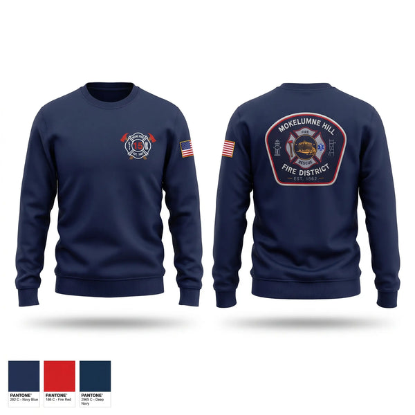 Crew Neck Sweatshirt, Mokelumne hill fire department, Fire Department, Teamtime, Team time, sublimation, custom sports apparel, team uniforms, spirit wear, spiritwear, sports uniforms, custom shirts, team store, custom team store, fundraiser sports, apparel fundraiser