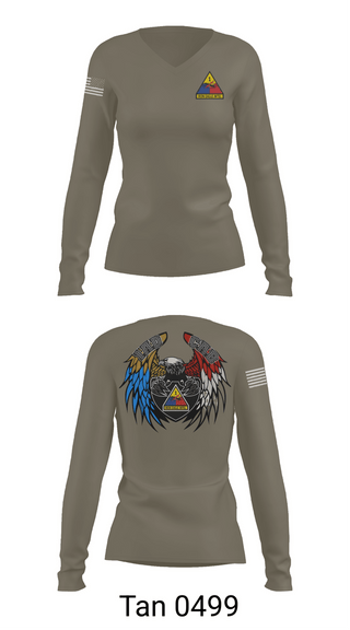 Womens Long Sleeve Vneck Shirt, 1 AD CAB, Army, Teamtime, Team time, sublimation, custom sports apparel, team uniforms, spirit wear, spiritwear, sports uniforms, custom shirts, team store, custom team store, fundraiser sports, apparel fundraiser