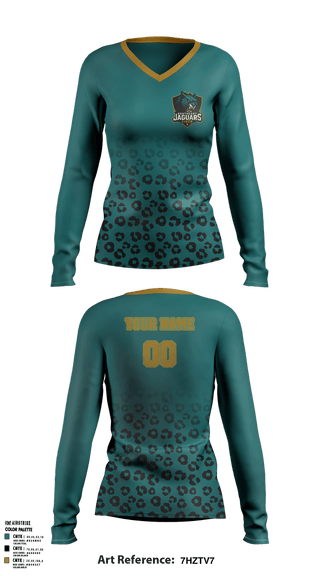 Womens Long Sleeve Vneck Shirt, southeast Jaguars, , Teamtime, Team time, sublimation, custom sports apparel, team uniforms, spirit wear, spiritwear, sports uniforms, custom shirts, team store, custom team store, fundraiser sports, apparel fundraiser