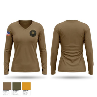 Womens Long Sleeve Vneck Shirt, 44th IBCT E Co 250TH BSB, National Guard, Teamtime, Team time, sublimation, custom sports apparel, team uniforms, spirit wear, spiritwear, sports uniforms, custom shirts, team store, custom team store, fundraiser sports, apparel fundraiser