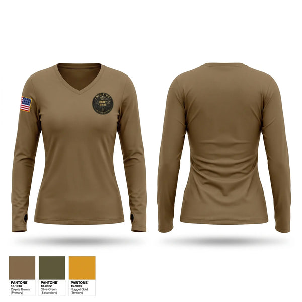 Womens Long Sleeve Vneck Shirt, 44th IBCT E Co 250TH BSB, National Guard, Teamtime, Team time, sublimation, custom sports apparel, team uniforms, spirit wear, spiritwear, sports uniforms, custom shirts, team store, custom team store, fundraiser sports, apparel fundraiser