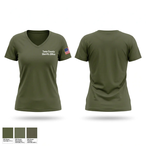 Womens Short Sleeve Vneck Shirt, Tama County Sheriff’s Office, Police, Teamtime, Team time, sublimation, custom sports apparel, team uniforms, spirit wear, spiritwear, sports uniforms, custom shirts, team store, custom team store, fundraiser sports, apparel fundraiser