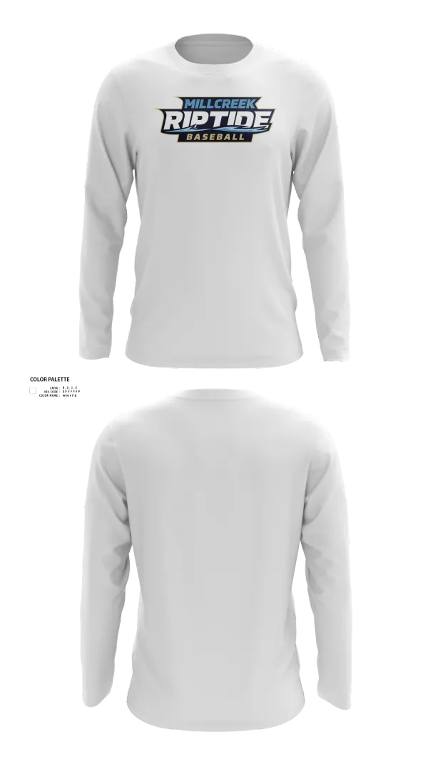 Long Sleeve Performance Shirt, Millcreek Riptide, Baseball, Teamtime, Team time, sublimation, custom sports apparel, team uniforms, spirit wear, spiritwear, sports uniforms, custom shirts, team store, custom team store, fundraiser sports, apparel fundraiser