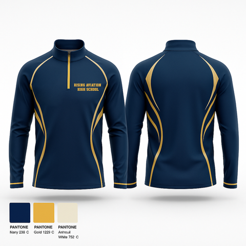 Quarter Zip Jacket, Rising Aviation High School, Spirit Store, Teamtime, Team time, sublimation, custom sports apparel, team uniforms, spirit wear, spiritwear, sports uniforms, custom shirts, team store, custom team store, fundraiser sports, apparel fundraiser