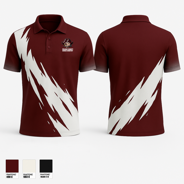 Short Sleeve Performance Polo, Pulaski County Cross Country, Cross Country, Teamtime, Team time, sublimation, custom sports apparel, team uniforms, spirit wear, spiritwear, sports uniforms, custom shirts, team store, custom team store, fundraiser sports, apparel fundraiser