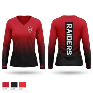 Womens Long Sleeve Vneck Shirt, North Cross School, Cross Country, Teamtime, Team time, sublimation, custom sports apparel, team uniforms, spirit wear, spiritwear, sports uniforms, custom shirts, team store, custom team store, fundraiser sports, apparel fundraiser