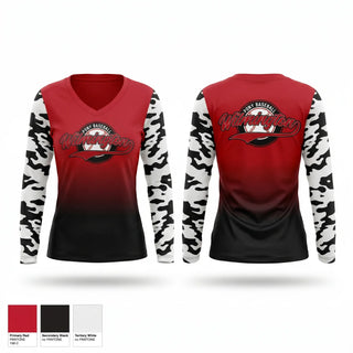 Womens Long Sleeve Vneck Shirt, Wilmington, Baseball, Teamtime, Team time, sublimation, custom sports apparel, team uniforms, spirit wear, spiritwear, sports uniforms, custom shirts, team store, custom team store, fundraiser sports, apparel fundraiser