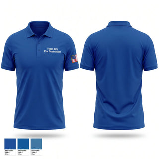 Short Sleeve Performance Polo, Texas City Fire Department, Fire Department, Teamtime, Team time, sublimation, custom sports apparel, team uniforms, spirit wear, spiritwear, sports uniforms, custom shirts, team store, custom team store, fundraiser sports, apparel fundraiser