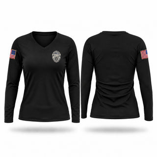 Womens Long Sleeve Vneck Shirt, Canton Police Department, Police, Teamtime, Team time, sublimation, custom sports apparel, team uniforms, spirit wear, spiritwear, sports uniforms, custom shirts, team store, custom team store, fundraiser sports, apparel fundraiser