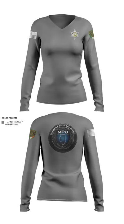 Manhattan Police Department 19421208 Women's Long Sleeve V-neck Shirt - 151