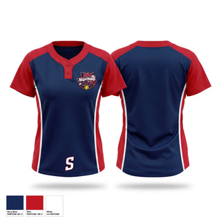 Two Button Softball Jersey, Etx Nightmares, Softball, Teamtime, Team time, sublimation, custom sports apparel, team uniforms, spirit wear, spiritwear, sports uniforms, custom shirts, team store, custom team store, fundraiser sports, apparel fundraiser