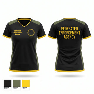 Womens Short Sleeve Vneck Shirt, Federated Enforcement Agency, , Teamtime, Team time, sublimation, custom sports apparel, team uniforms, spirit wear, spiritwear, sports uniforms, custom shirts, team store, custom team store, fundraiser sports, apparel fundraiser