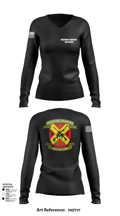 Weapons Training Battalion 25066956 Women's Long Sleeve V-neck Shirt - 102
